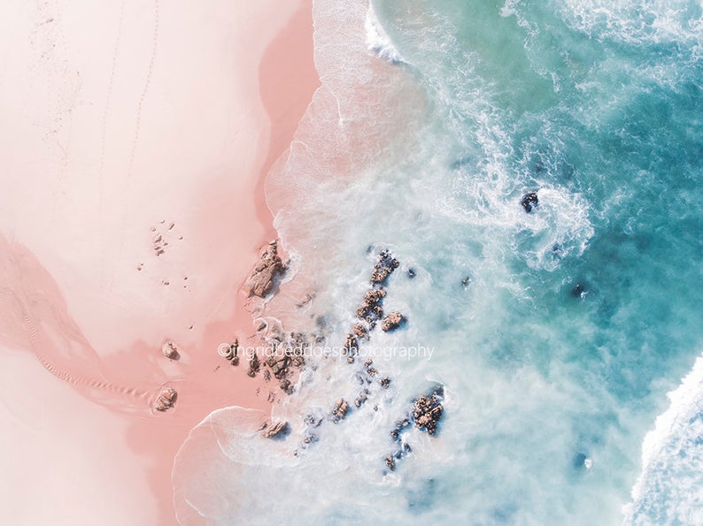 ariel beach photo  - pastel pink pastel blue - gift of art