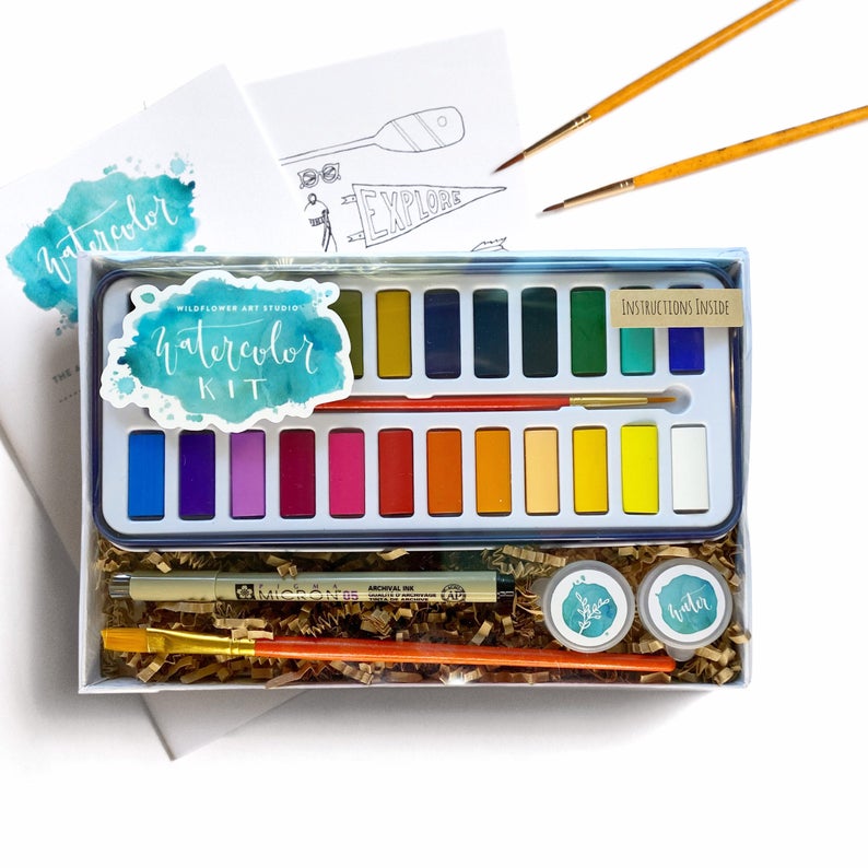 gift for kids - beginners watercolor kit - kids craft activity