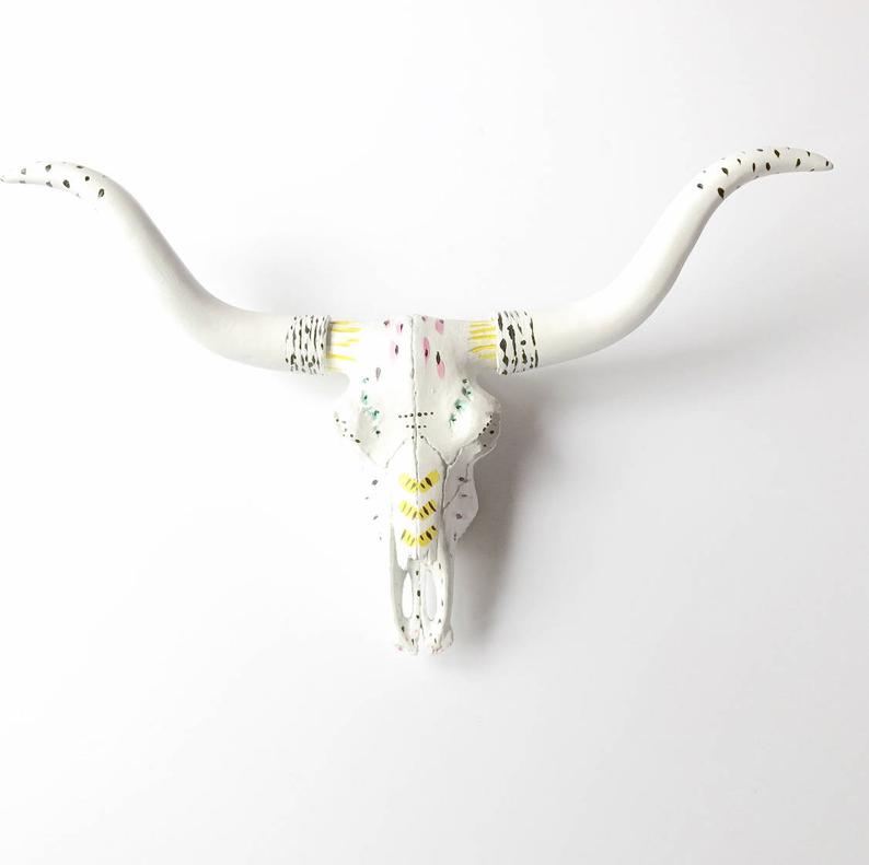 faux cow skull taxidermy - funfetti  - gift of art