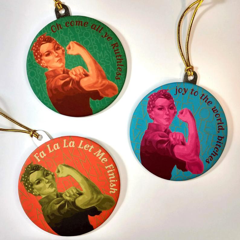 female empowerment Christmas tree ornaments  - gifts made in DC