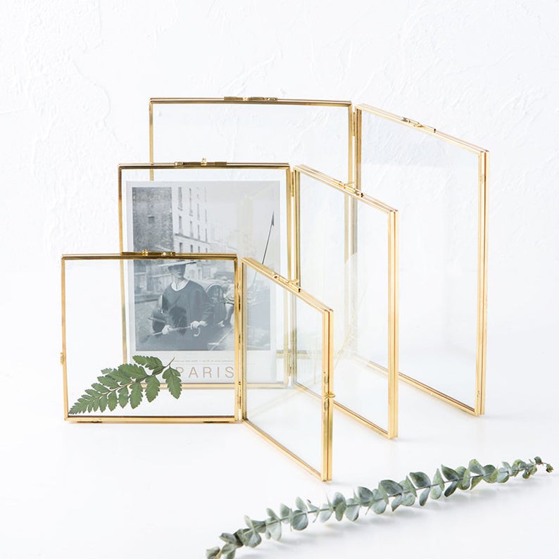 gift for new homeowner - housewarming gift - gold and glass folding picture frames