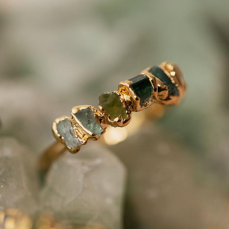 etsy wedding idea: ombre gemstone stacking ring