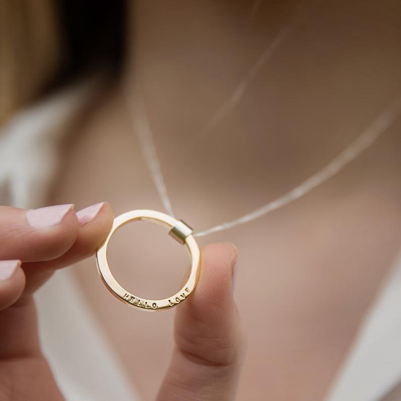 personalized circle necklace  - gift idea for her - Christmas gift idea 