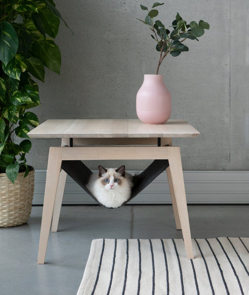 cat gift idea: chic side table cat hammock 
