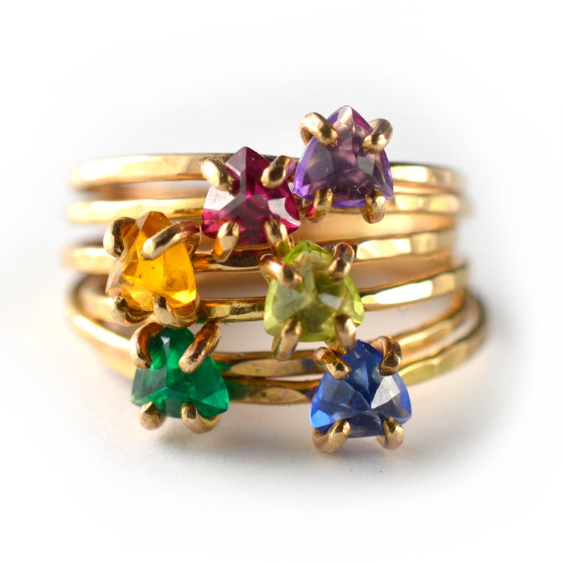 stacking gemstone rings  - gift idea for her - Christmas gift idea 