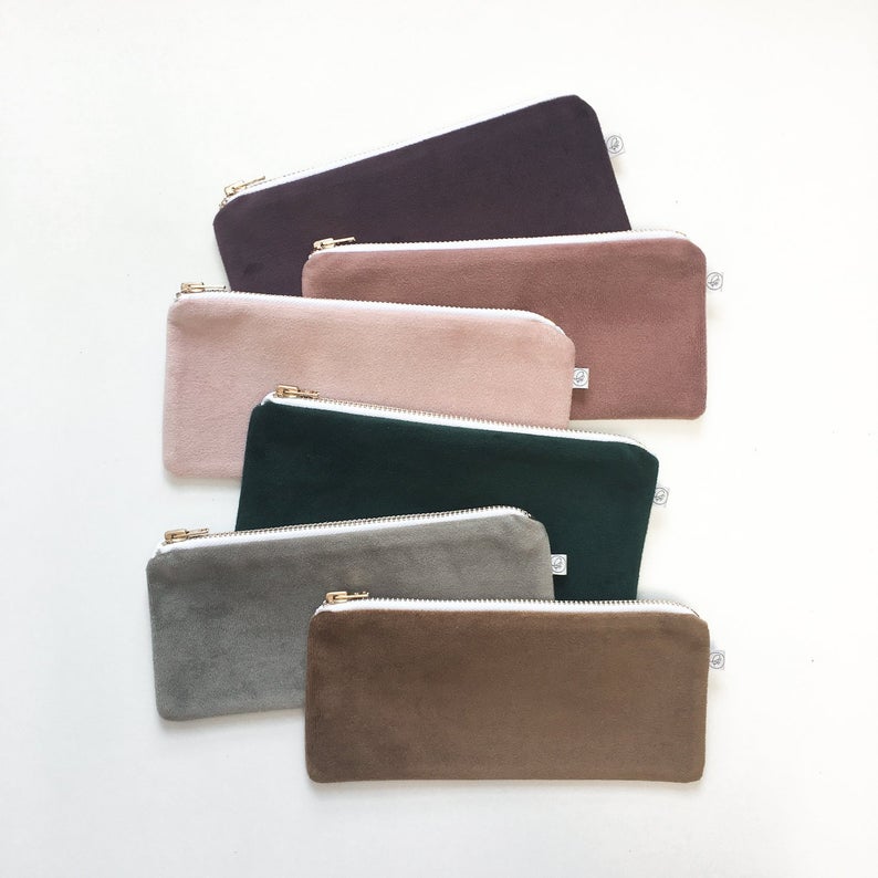 velvet zipper pouches  - stocking stuffer or small gift idea