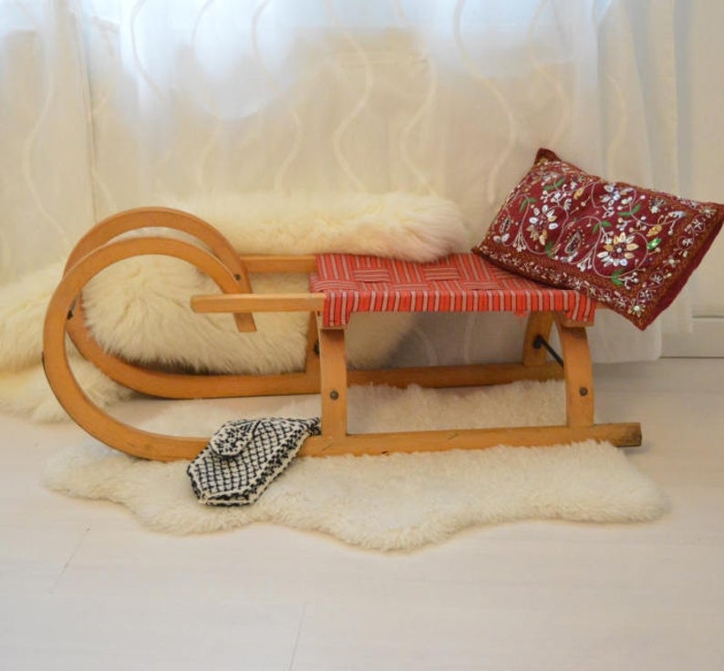 Vintage mushroom horn sled - Christmas Decor 
