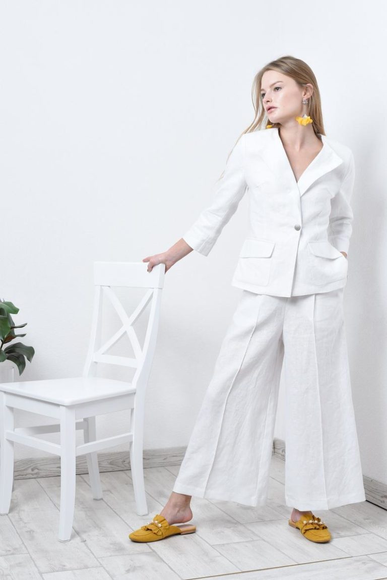 white linen pants suit ladies