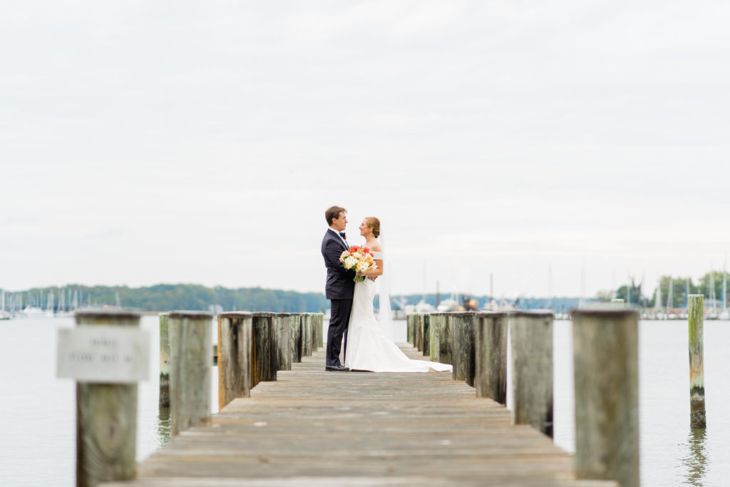private home pier wedding portrait - Waterfront Wedding Southern Maryland Bellwether Events Kurstin Roe Photography Sugarplum Tent Co