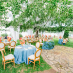 secret garden wedding tent blue and coral - Waterfront Wedding Southern Maryland Bellwether Events Kurstin Roe Photography Sugarplum Tent Co