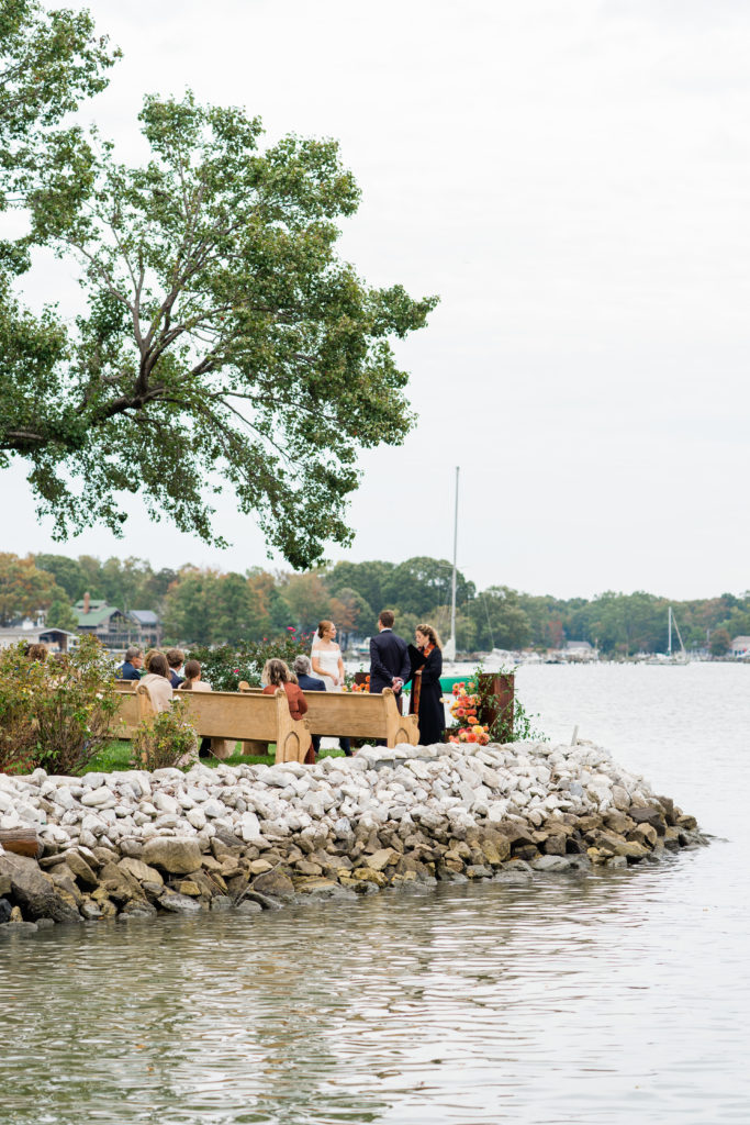 waterfront ceremony - Waterfront Wedding Southern Maryland Bellwether Events Kurstin Roe Photography Sugarplum Tent Co