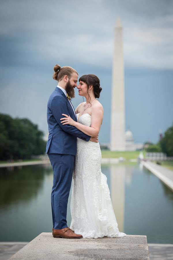 Micro wedding DC post-ceremony photo shoot Washington Monument