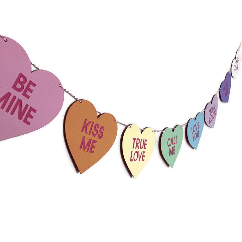 Valentine's Decor conversation heart banner bunting garland