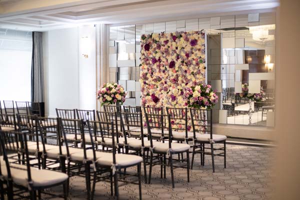 sofitel dc wedding inspiration - hotel ballroom ceremony - silver and lavender