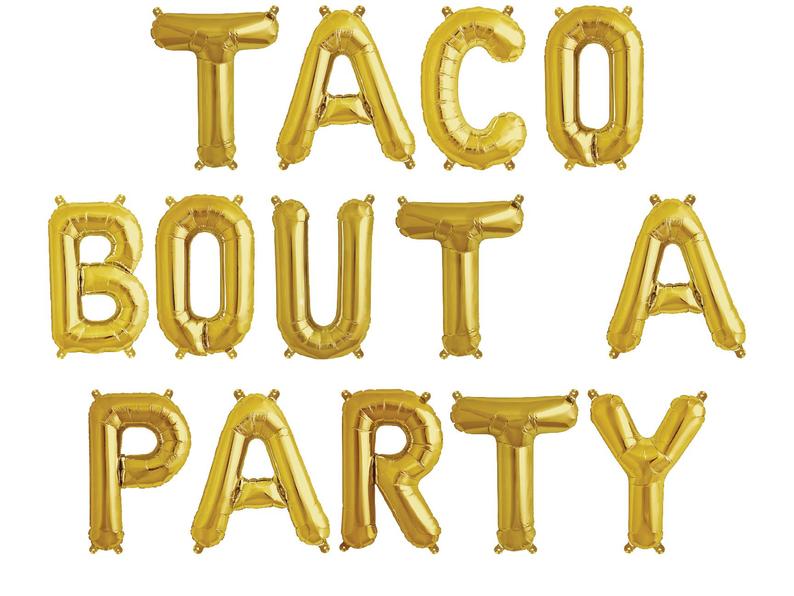 Taco Bout A Party fiesta decor idea gold balloons
