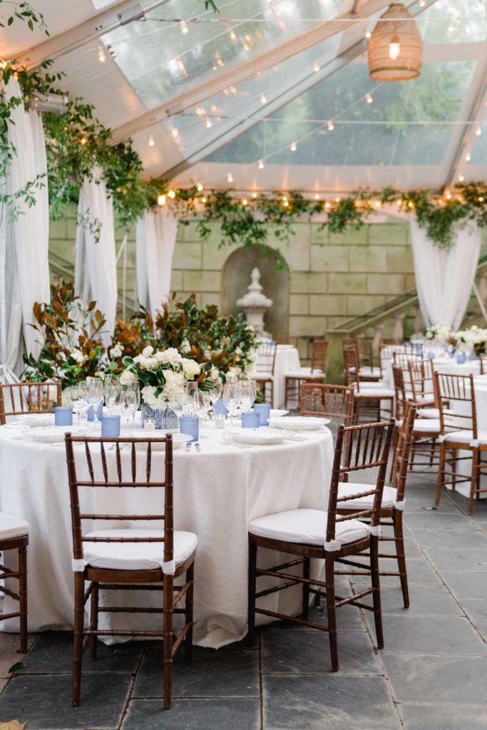 Dumbarton House wedding DC clear top tent magnolias