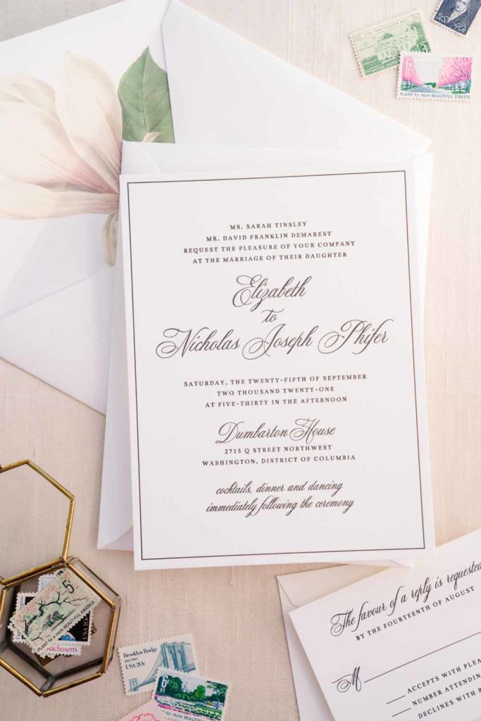 Dumbarton House wedding DC invitation