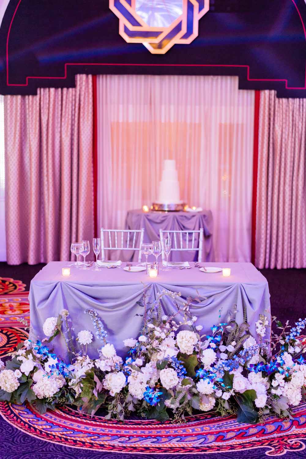Hotel Monaco DC wedding high fashion - romantic blue purple synth