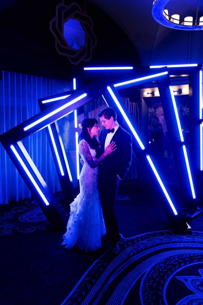 neon light synth wave wedding decor 