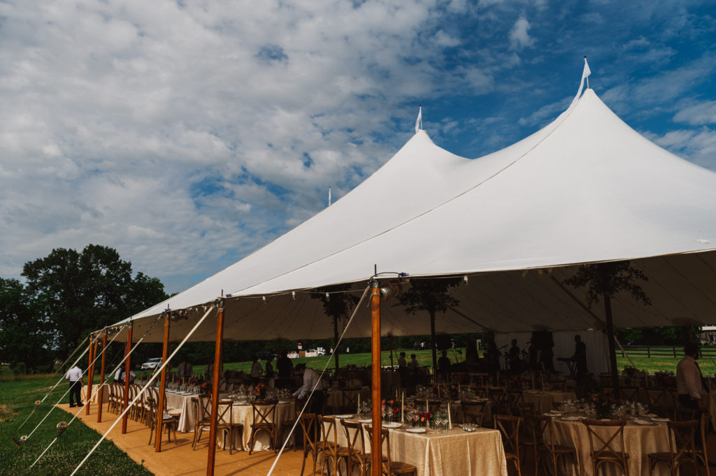 Virginia farm wedding pole tent reception