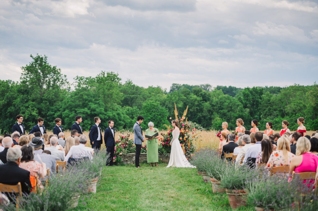 hilltop outdoor private farm wedding ceremony lavender