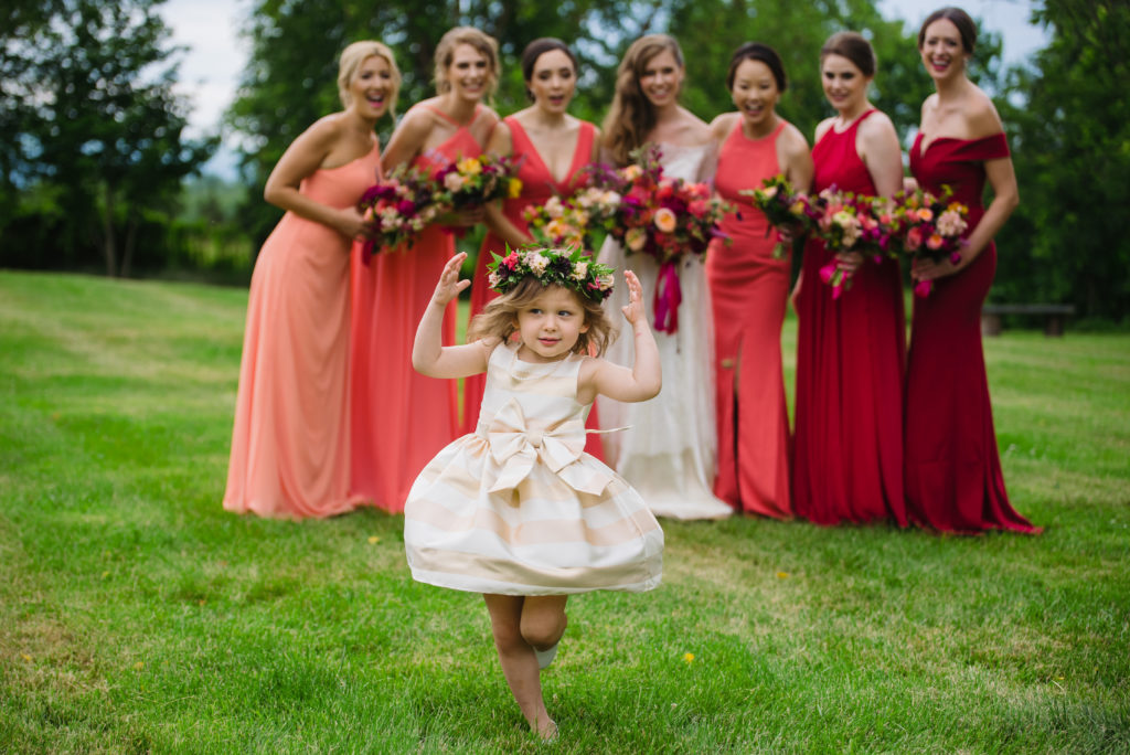 shades of coral bridesmaid dresses