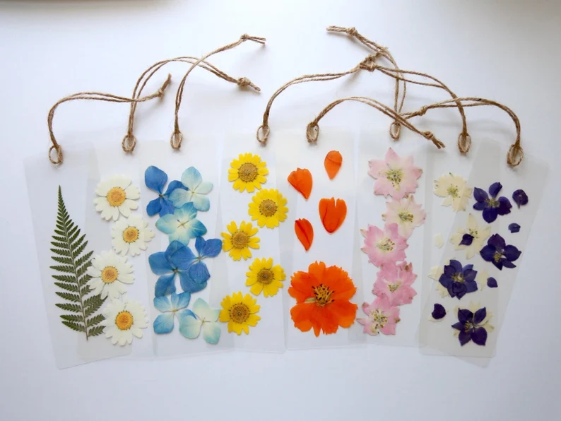 book club gift ideas for your friends - pressed flower bookmarks