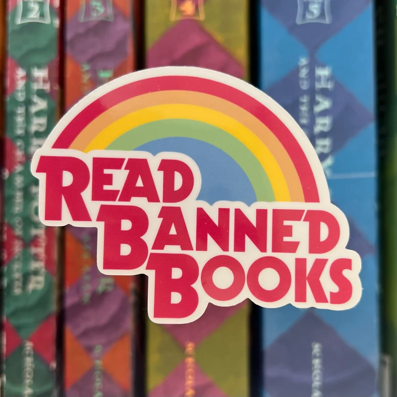 book club gift ideas for your friends - read banned books sticker