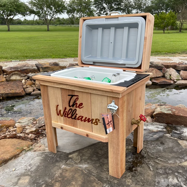 custom wood cooler - outdoorsy gift idea 