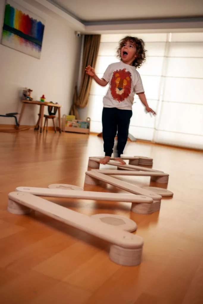 handmade wooden gift idea - modular balance beam for toddlers