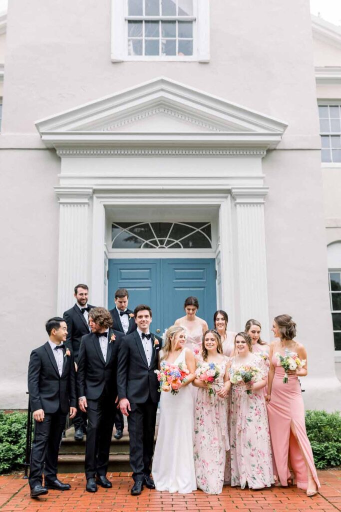 St. John's Georgetown spring wedding - pretty pastels - floral and pink bridesmaid dresses 