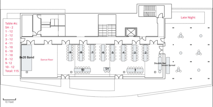 District Winery DC wedding reception real floor plan