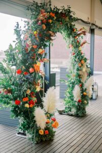 the Line - autumn rooftop wedding arch
