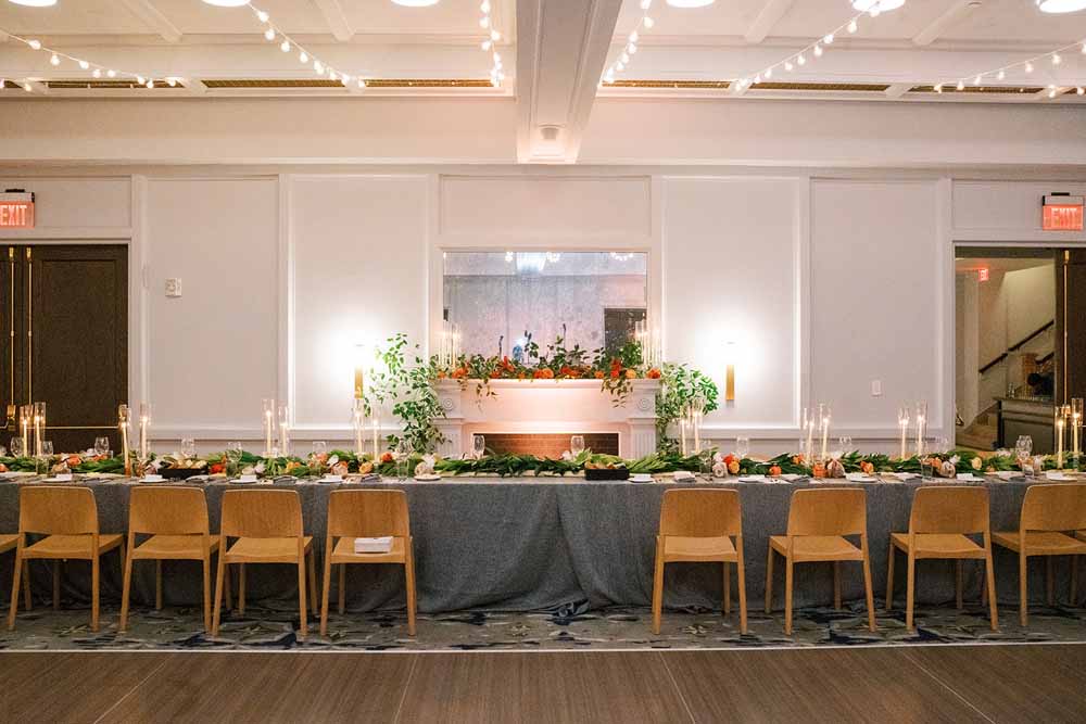 head table at the Line - autumn rooftop wedding