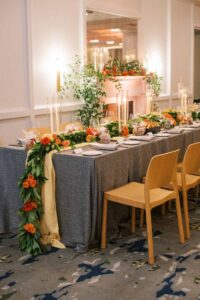 head table at the Line - autumn rooftop wedding