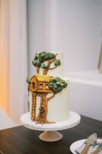 groom's treehouse cake at the Line - autumn rooftop wedding