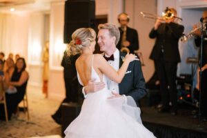 first dance at the Line - autumn rooftop wedding