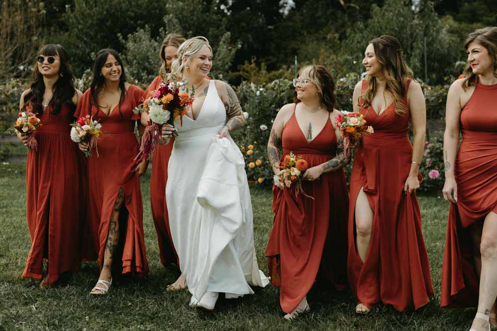 terracotta bridesmaid dresses Boho Tented Wedding at Maryland Private Home
