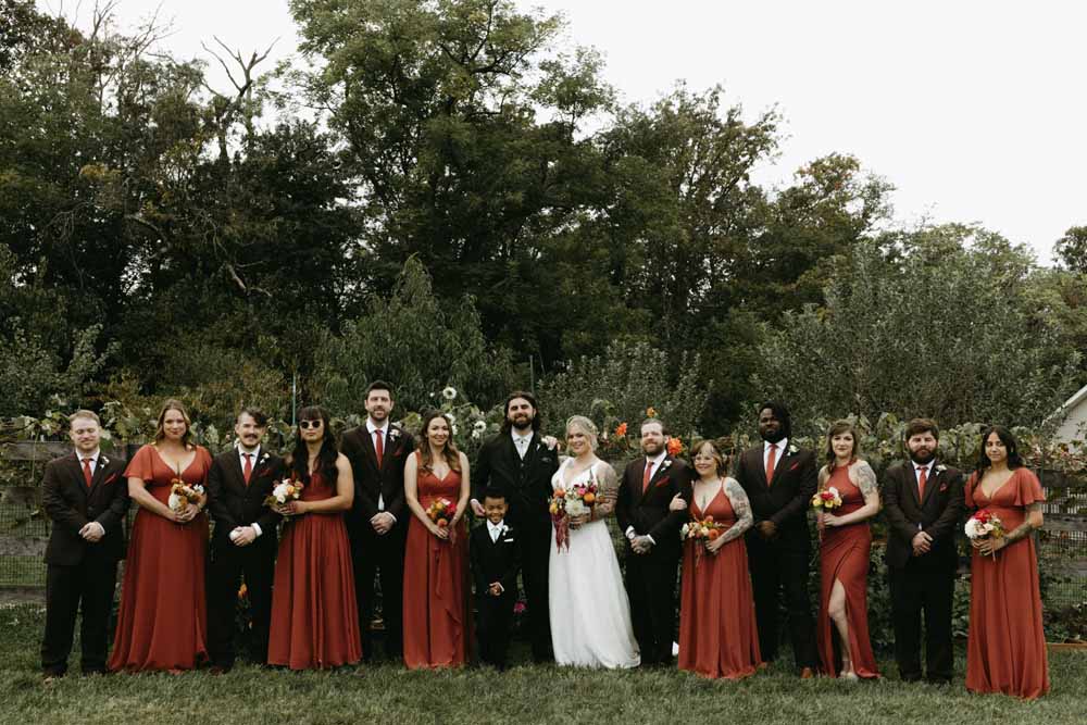 terracotta bridesmaid dresses Boho Tented Wedding at Maryland Private Home