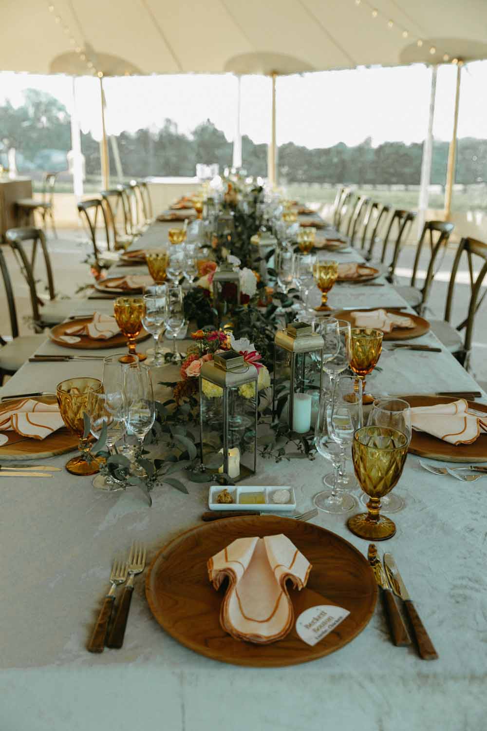 head table Boho Tented Wedding at Maryland Private Home