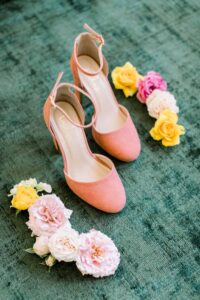 peach bridal shoes Riggs Hotel rooftop wedding DC