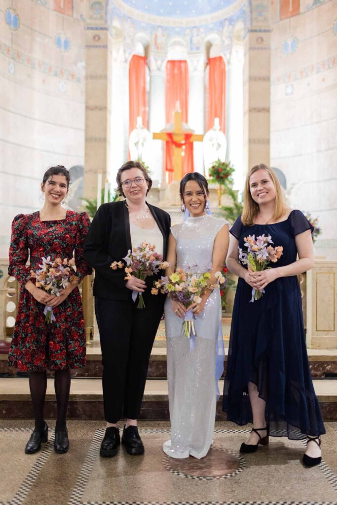 silver wedding dress and blue veil - Pretty Spring Meridian House Wedding with Catholic Ceremony