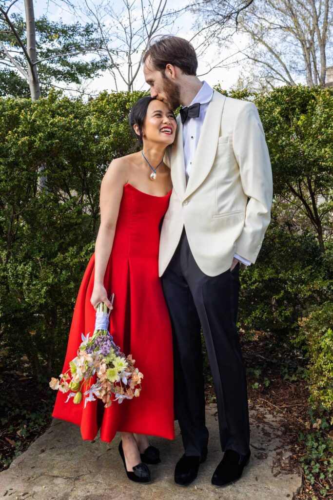 red wedding dress - Pretty Spring Meridian House Wedding with Catholic Ceremony