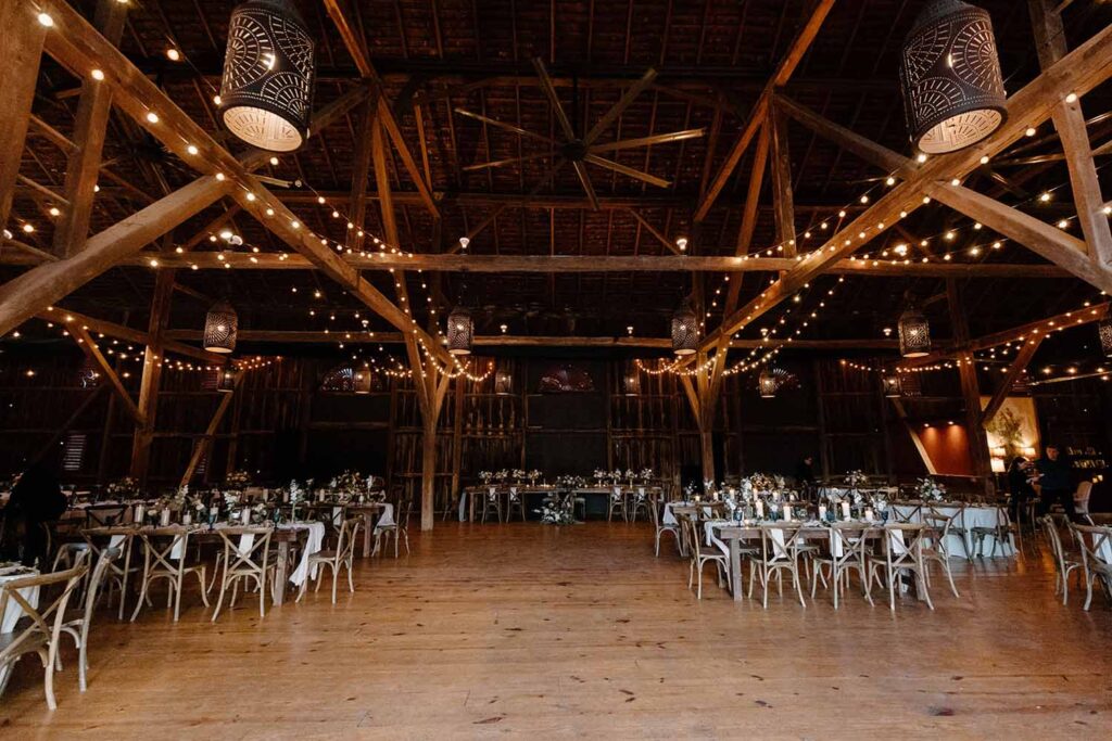 Riverside on the Potomac neutral Fall wedding outdoor ceremony barn reception