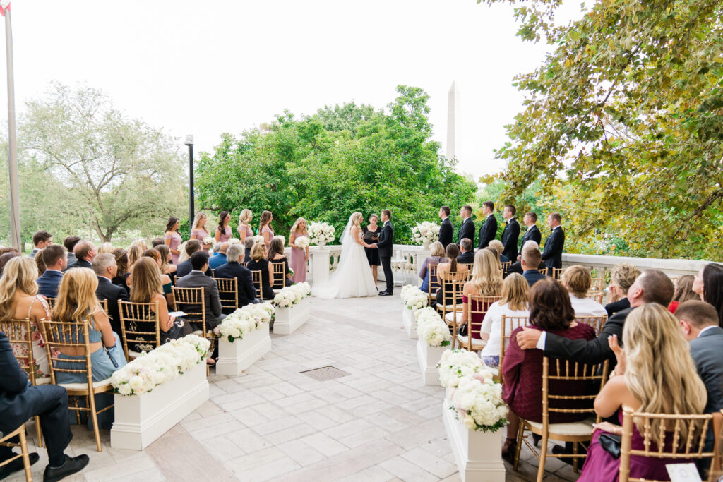 DAR DC wedding September ceremony outdoors on the terrace