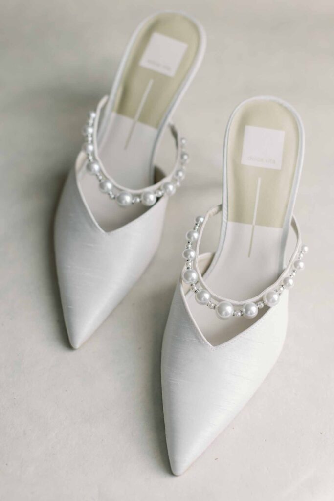 DAR DC wedding winter gold and white bridal shoes pearls