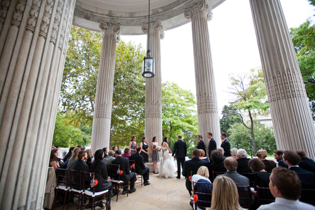 DAR Wedding DC October wedding ceremony on the portico