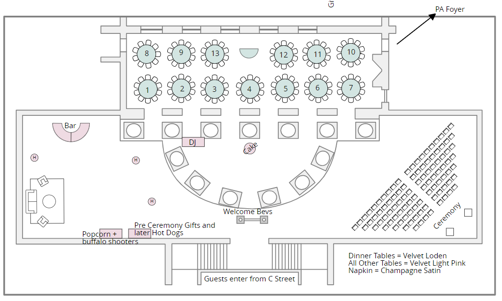 DAR constitution hall sample wedding floor plan