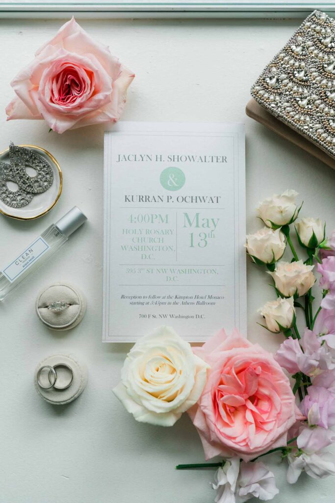 classic wedding stationery white and green
