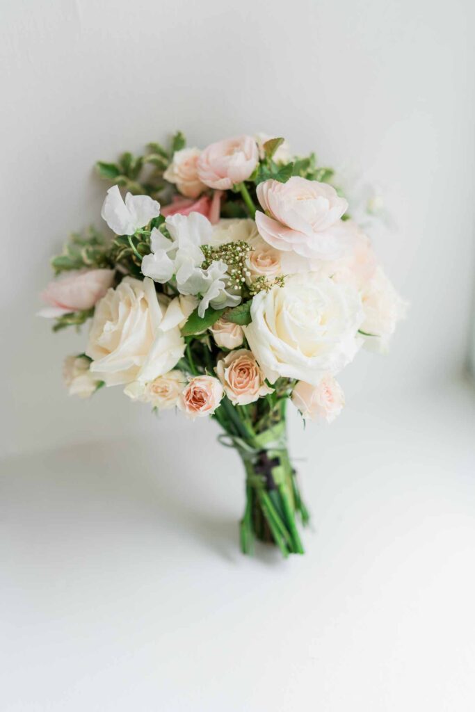 Peach and white spring Bridal bouquet